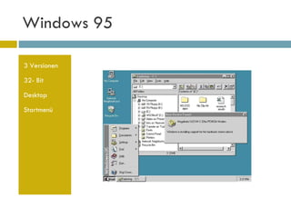 Windows 95 3 Versionen 32- Bit Desktop Startmenü 