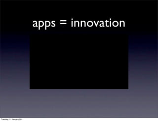 apps = innovation




Tuesday, 11 January 2011
 
