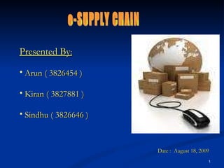 Date :  August 18, 2009 Presented By : e-SUPPLY CHAIN 