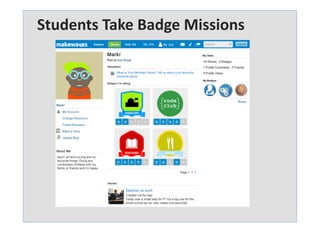 33,000	
  badges	
  awarded	
  	
  
since	
  Jan	
  2013	
  
23,000	
  students	
  have	
  earned	
  a	
  
badge	
  from	
  over	
  1000	
  schools	
  
Compe22on	
  Winner	
  
Only	
  UK	
  Badge	
  pla;orm	
  

 
