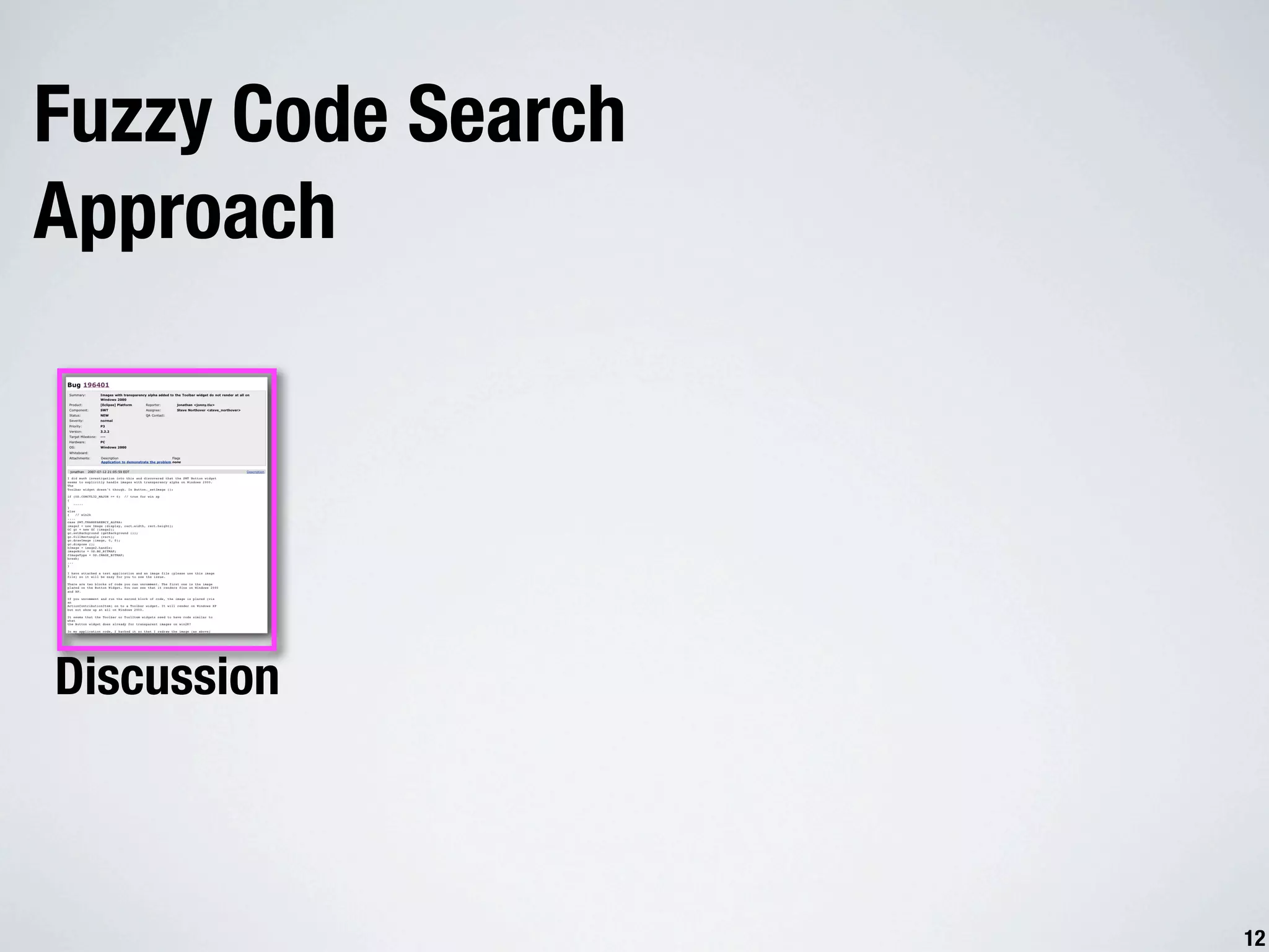 Fuzzy Code Search Approach Discussion 12 