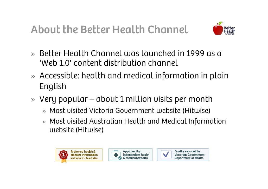 Teaching old sites new tricks Transforming the Better Health Channel…