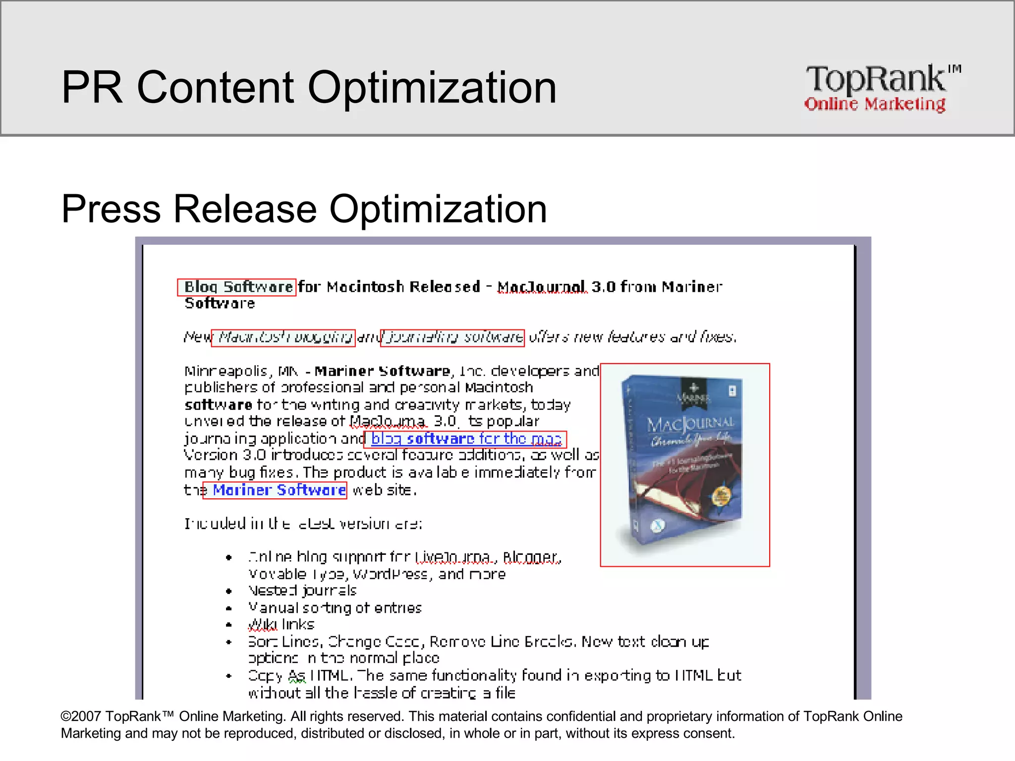 PR Content Optimization Press Release Optimization 