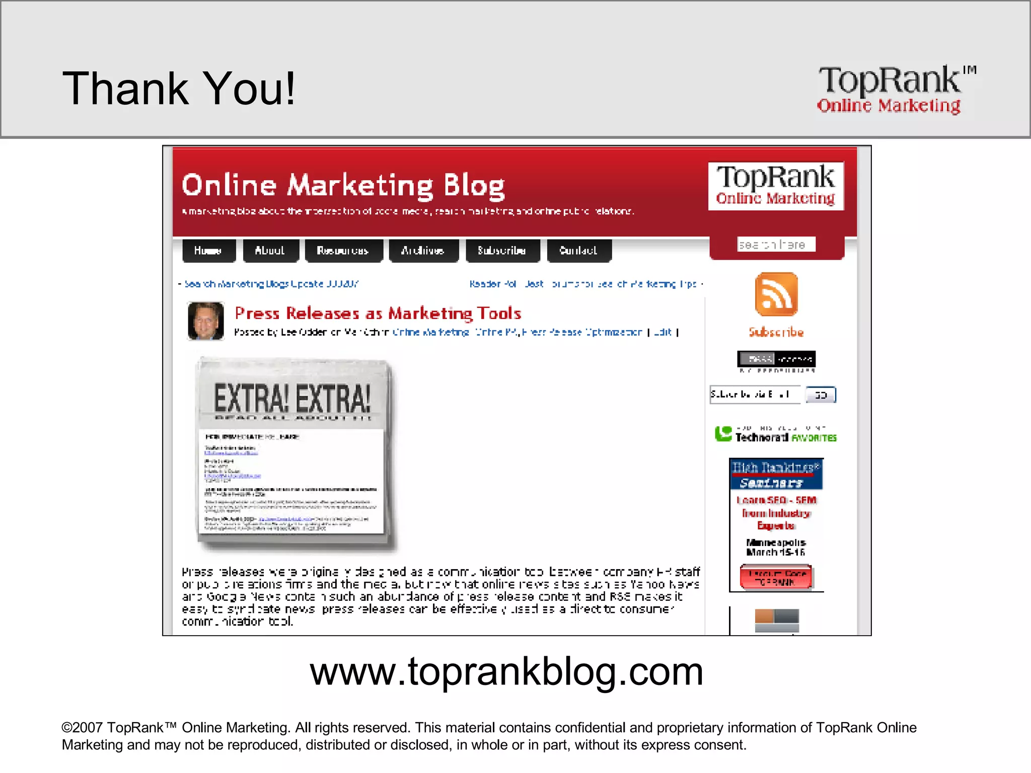 Thank You! www.toprankblog.com 