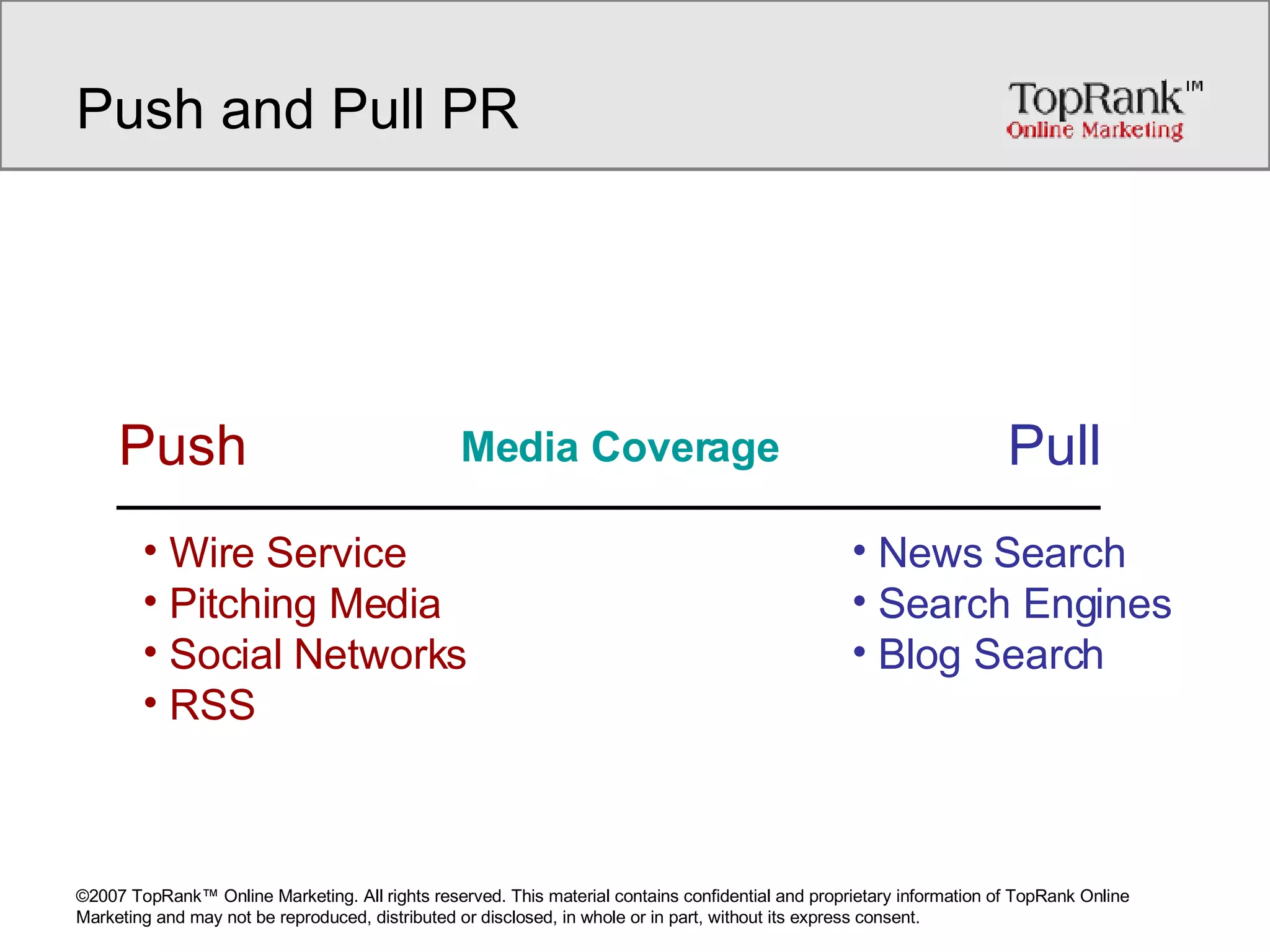 Push and Pull PR Push Pull Wire Service Pitching Media Social Networks RSS News Search Search Engines Blog Search Media Coverage 