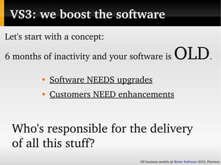 VS3: we boost the software
Let's start with a concept:

6 months of inactivity and your software is             OLD.
     ...
