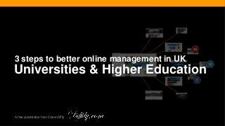 A free presentation from Shane Diffily
Universities & Higher Education
3 steps to better online management in UK
 