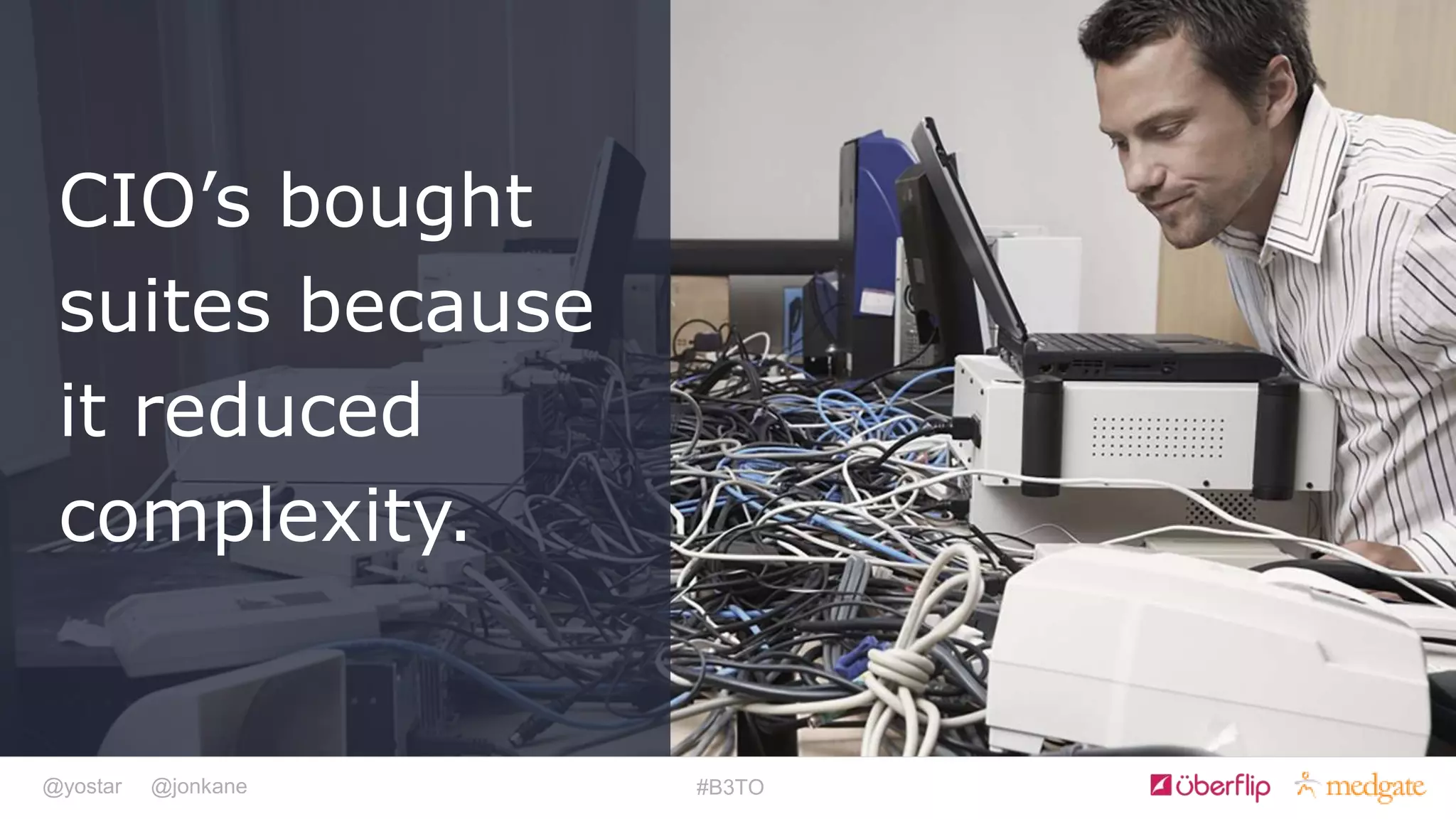 @yostar @jonkane #B3TO
CIO’s bought
suites because
it reduced
complexity.
 