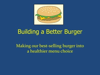 Building a Better Burger
Making our best-selling burger into
a healthier menu choice
 