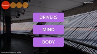 Some rights reserved by Smaku
DRIVERS
MIND
BODY
Research
@paulmcaleer
 
