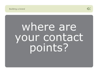 Building a brand




      where are
     your contact
       points?
 