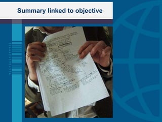 Summary linked to objective
 