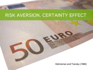 RISK AVERSION, CERTAINTY EFFECT




                   Kahneman and Tversky (1986)
 