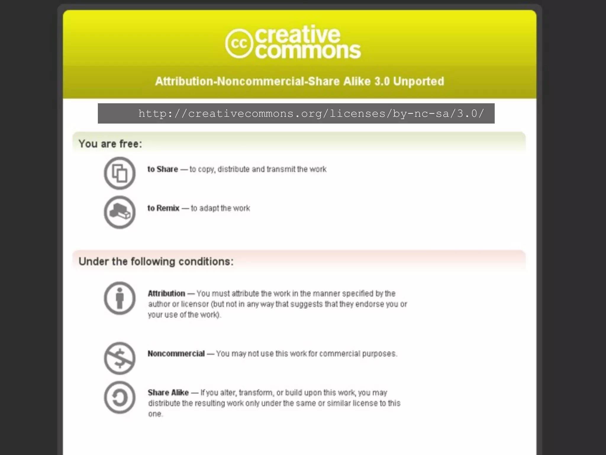 http://creativecommons.org/licenses/by-nc-sa/3.0/
 