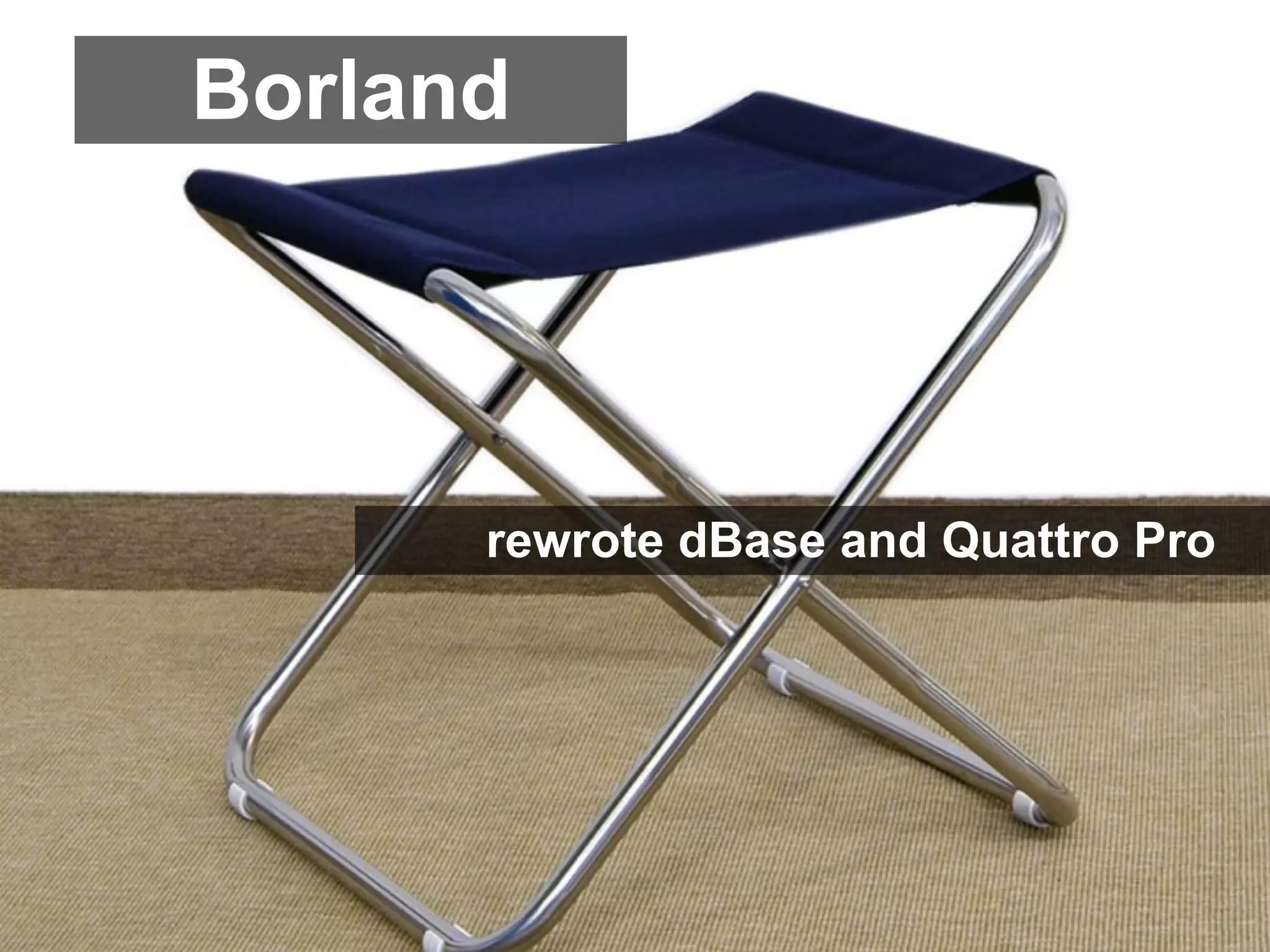 Borland




      rewrote dBase and Quattro Pro
 