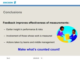 Rev A 2004-06-28 18
Conclusions
Feedback improves effectiveness of measurements:
– Earlier insight in performance & risks
...