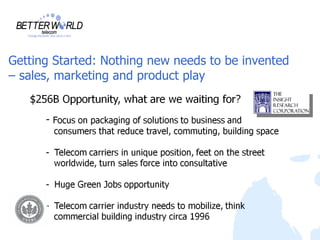 Getting Started: Nothing new needs to be invented
– sales, marketing and product play
 
