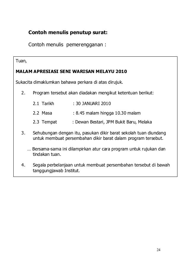 Contoh Penutup Ayat Surat Rasmi Meminta Kerjasama