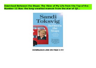 DOWNLOAD LINK ON PAGE 4 !!!!
Download Between the Stops: The View of My Life from the Top of the
Number 12 Bus: the long-awaited memoir from the star of QI…
Download PDF Between the Stops: The View of My Life from the Top of the Number 12 Bus: the long-awaited memoir from the star of QI… Online, Download PDF Between the Stops: The View of My Life from the Top of the Number 12 Bus: the long-awaited memoir from the star of QI…, Full PDF Between the Stops: The View of My Life from the Top of the Number 12 Bus: the long-awaited memoir from the star of QI…, All Ebook Between the Stops: The View of My Life from the Top of the Number 12 Bus: the long-awaited memoir from the star of QI…, PDF and EPUB Between the Stops: The View of My Life from the Top of the Number 12 Bus: the long-awaited memoir from the star of QI…, PDF ePub Mobi Between the Stops: The View of My Life from the Top of the Number 12 Bus: the long-awaited memoir from the star of QI…, Reading PDF Between the Stops: The View of My Life from the Top of the Number 12 Bus: the long-awaited memoir from the star of QI…, Book PDF Between the Stops: The View of My Life from the Top of the Number 12 Bus: the long-awaited memoir from the star of QI…, Download online Between the Stops: The View of My Life from the Top of the Number 12 Bus: the long-awaited memoir from the star of QI…, Between the Stops: The View of My Life from the Top of the Number 12 Bus: the long-awaited memoir from the star of QI… pdf, pdf Between the Stops: The View of My Life from the Top of the Number 12 Bus: the long-awaited memoir from the star of QI…, epub Between the Stops: The View of My Life from the Top of the Number 12 Bus: the long-awaited memoir from the star of QI…, the book Between the Stops: The View of My Life from the Top of the Number 12 Bus: the long-awaited memoir from the star of QI…, ebook Between the Stops: The View of My Life from the Top of the Number 12 Bus: the long-awaited memoir from the star of QI…, Between the Stops: The View of My Life from the Top of the Number 12 Bus: the long-awaited memoir from the star of QI…
E-Books, Online Between the Stops: The View of My Life from the Top of the Number 12 Bus: the long-awaited memoir from the star of QI… Book, Between the Stops: The View of My Life from the Top of the Number 12 Bus: the long-awaited memoir from the star of QI… Online Download Best Book Online Between the Stops: The View of My Life from the Top of the Number 12 Bus: the long-awaited memoir from the star of QI…, Read Online Between the Stops: The View of My Life from the Top of the Number 12 Bus: the long-awaited memoir from the star of QI… Book, Read Online Between the Stops: The View of My Life from the Top of the Number 12 Bus: the long-awaited memoir from the star of QI… E-Books, Read Between the Stops: The View of My Life from the Top of the Number 12 Bus: the long-awaited memoir from the star of QI… Online, Read Best Book Between the Stops: The View of My Life from the Top of the Number 12 Bus: the long-awaited memoir from the star of QI… Online, Pdf Books Between the Stops: The View of My Life from the Top of the Number 12 Bus: the long-awaited memoir from the star of QI…, Read Between the Stops: The View of My Life from the Top of the Number 12 Bus: the long-awaited memoir from the star of QI… Books Online, Download Between the Stops: The View of My Life from the Top of the Number 12 Bus: the long-awaited memoir from the star of QI… Full Collection, Read Between the Stops: The View of My Life from the Top of the Number 12 Bus: the long-awaited memoir from the star of QI… Book, Read Between the Stops: The View of My Life from the Top of the Number 12 Bus: the long-awaited memoir from the star of QI… Ebook, Between the Stops: The View of My Life from the Top of the Number 12 Bus: the long-awaited memoir from the star of QI… PDF Read online, Between the Stops: The View of My Life from the Top of the Number 12 Bus: the long-awaited memoir from the star of QI… Ebooks, Between the Stops: The View of My Life from
the Top of the Number 12 Bus: the long-awaited memoir from the star of QI… pdf Read online, Between the Stops: The View of My Life from the Top of the Number 12 Bus: the long-awaited memoir from the star of QI… Best Book, Between the Stops: The View of My Life from the Top of the Number 12 Bus: the long-awaited memoir from the star of QI… Popular, Between the Stops: The View of My Life from the Top of the Number 12 Bus: the long-awaited memoir from the star of QI… Download, Between the Stops: The View of My Life from the Top of the Number 12 Bus: the long-awaited memoir from the star of QI… Full PDF, Between the Stops: The View of My Life from the Top of the Number 12 Bus: the long-awaited memoir from the star of QI… PDF Online, Between the Stops: The View of My Life from the Top of the Number 12 Bus: the long-awaited memoir from the star of QI… Books Online, Between the Stops: The View of My Life from the Top of the Number 12 Bus: the long-awaited memoir from the star of QI… Ebook, Between the Stops: The View of My Life from the Top of the Number 12 Bus: the long-awaited memoir from the star of QI… Book, Between the Stops: The View of My Life from the Top of the Number 12 Bus: the long-awaited memoir from the star of QI… Full Popular PDF, PDF Between the Stops: The View of My Life from the Top of the Number 12 Bus: the long-awaited memoir from the star of QI… Read Book PDF Between the Stops: The View of My Life from the Top of the Number 12 Bus: the long-awaited memoir from the star of QI…, Download online PDF Between the Stops: The View of My Life from the Top of the Number 12 Bus: the long-awaited memoir from the star of QI…, PDF Between the Stops: The View of My Life from the Top of the Number 12 Bus: the long-awaited memoir from the star of QI… Popular, PDF Between the Stops: The View of My Life from the Top of the Number 12 Bus: the long-awaited memoir from the star of QI… Ebook, Best Book Between the
Stops: The View of My Life from the Top of the Number 12 Bus: the long-awaited memoir from the star of QI…, PDF Between the Stops: The View of My Life from the Top of the Number 12 Bus: the long-awaited memoir from the star of QI… Collection, PDF Between the Stops: The View of My Life from the Top of the Number 12 Bus: the long-awaited memoir from the star of QI… Full Online, full book Between the Stops: The View of My Life from the Top of the Number 12 Bus: the long-awaited memoir from the star of QI…, online pdf Between the Stops: The View of My Life from the Top of the Number 12 Bus: the long-awaited memoir from the star of QI…, PDF Between the Stops: The View of My Life from the Top of the Number 12 Bus: the long-awaited memoir from the star of QI… Online, Between the Stops: The View of My Life from the Top of the Number 12 Bus: the long-awaited memoir from the star of QI… Online, Read Best Book Online Between the Stops: The View of My Life from the Top of the Number 12 Bus: the long-awaited memoir from the star of QI…, Read Between the Stops: The View of My Life from the Top of the Number 12 Bus: the long-awaited memoir from the star of QI… PDF files
 