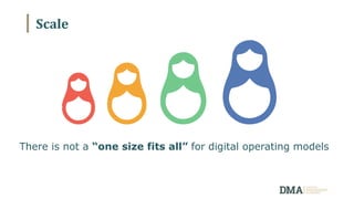 Scale
There is not a “one size fits all” for digital operating models
 