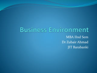MBA IInd Sem
Dr Zubair Ahmad
JIT Barabanki
 