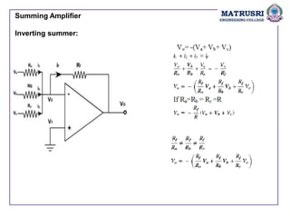 Summing Amplifier
Inverting summer:
 
