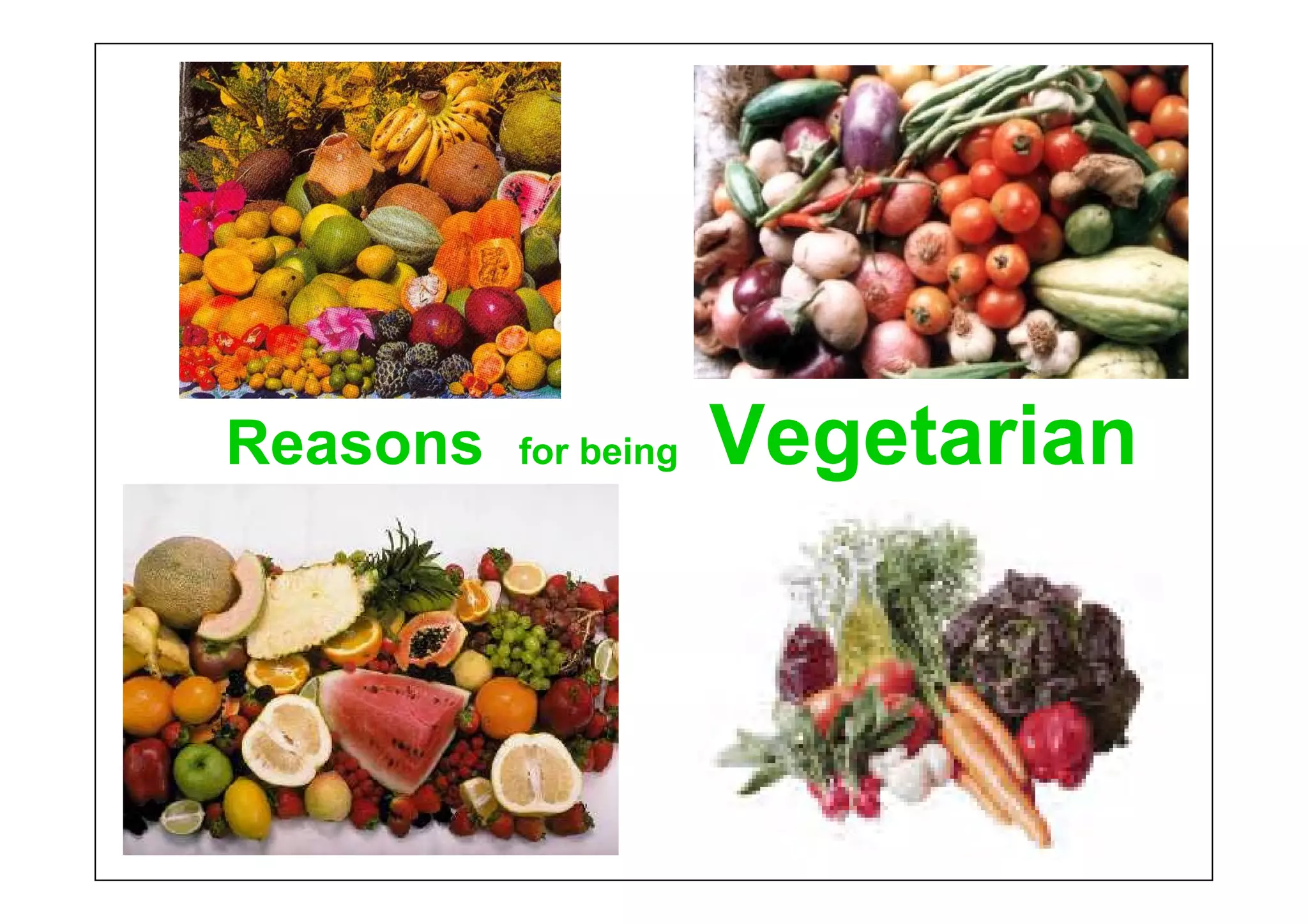 Reasons   for being   Vegetarian
 
