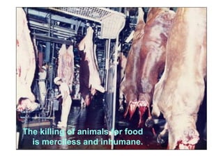 The killing of animals for food
  is merciless and inhumane.
 