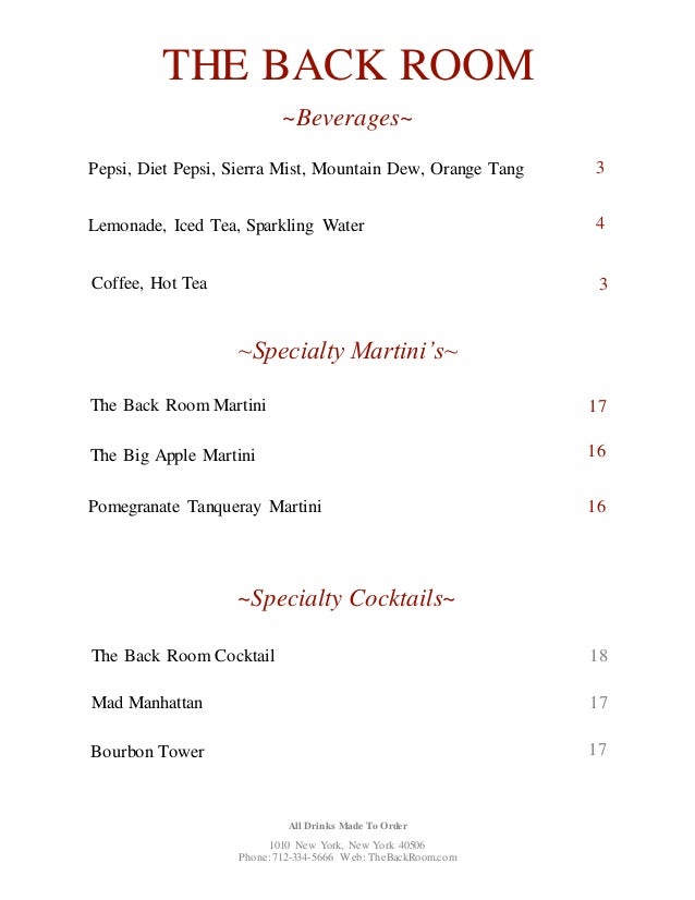 Beverages Menu