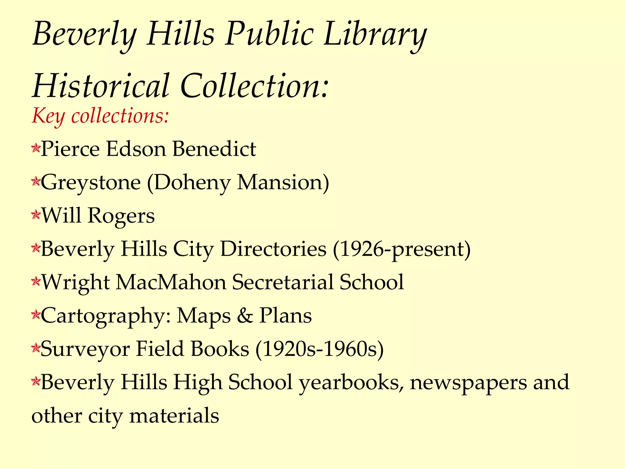 Beverly Hills Library Library Presentation Amy (Ppt) PPT