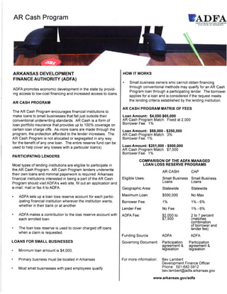 Bev Lambert's ADFA AR Cash Program Brochure -