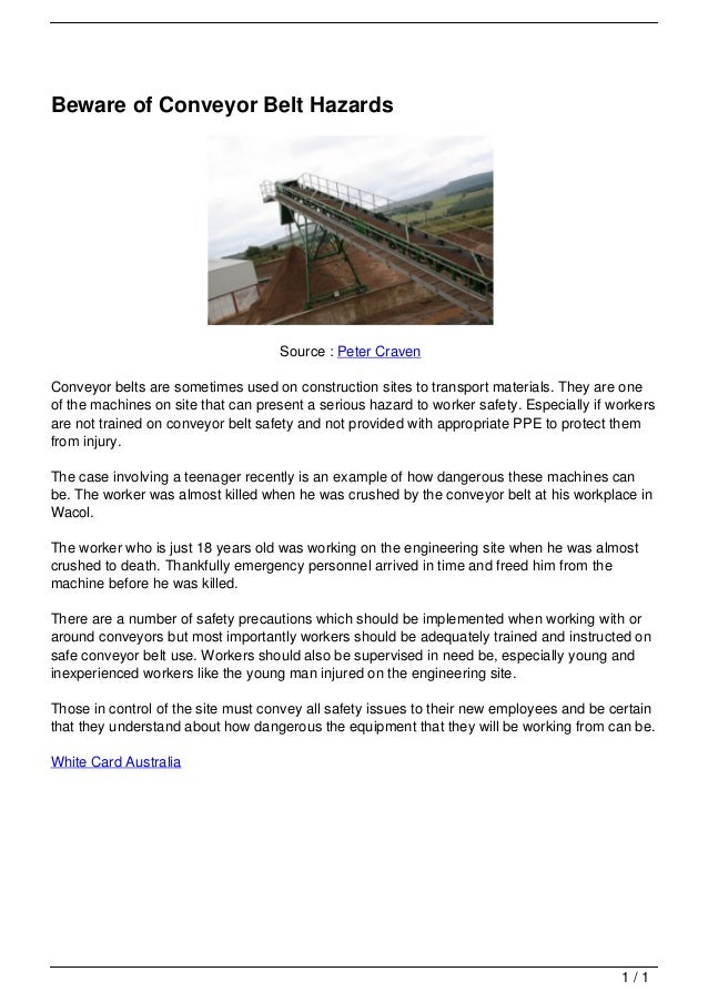 Beware of Conveyor Belt Hazards