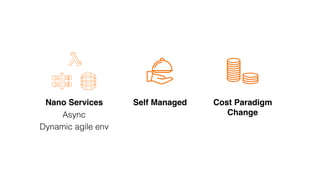 Nano Services Self Managed Cost Paradigm
ChangeAsync
Dynamic agile env
 