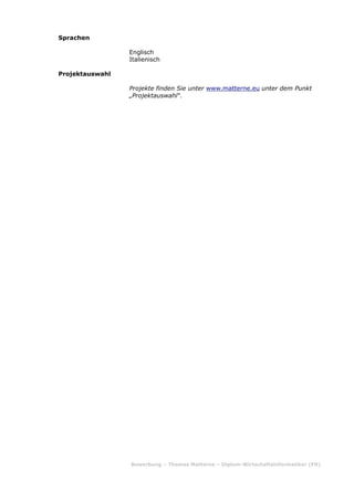 Bewerbung | Thomas Matterne