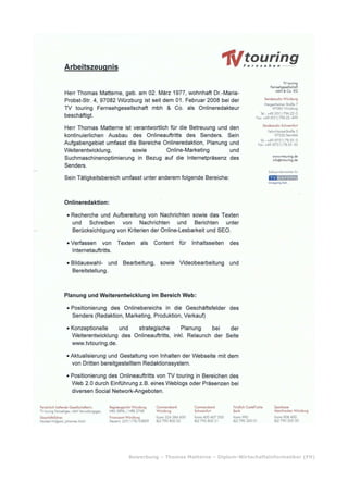 Bewerbung | Thomas Matterne