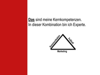 Das sind meine Kernkompetenzen.
In dieser Kombination bin ich Experte.

Marketing

 