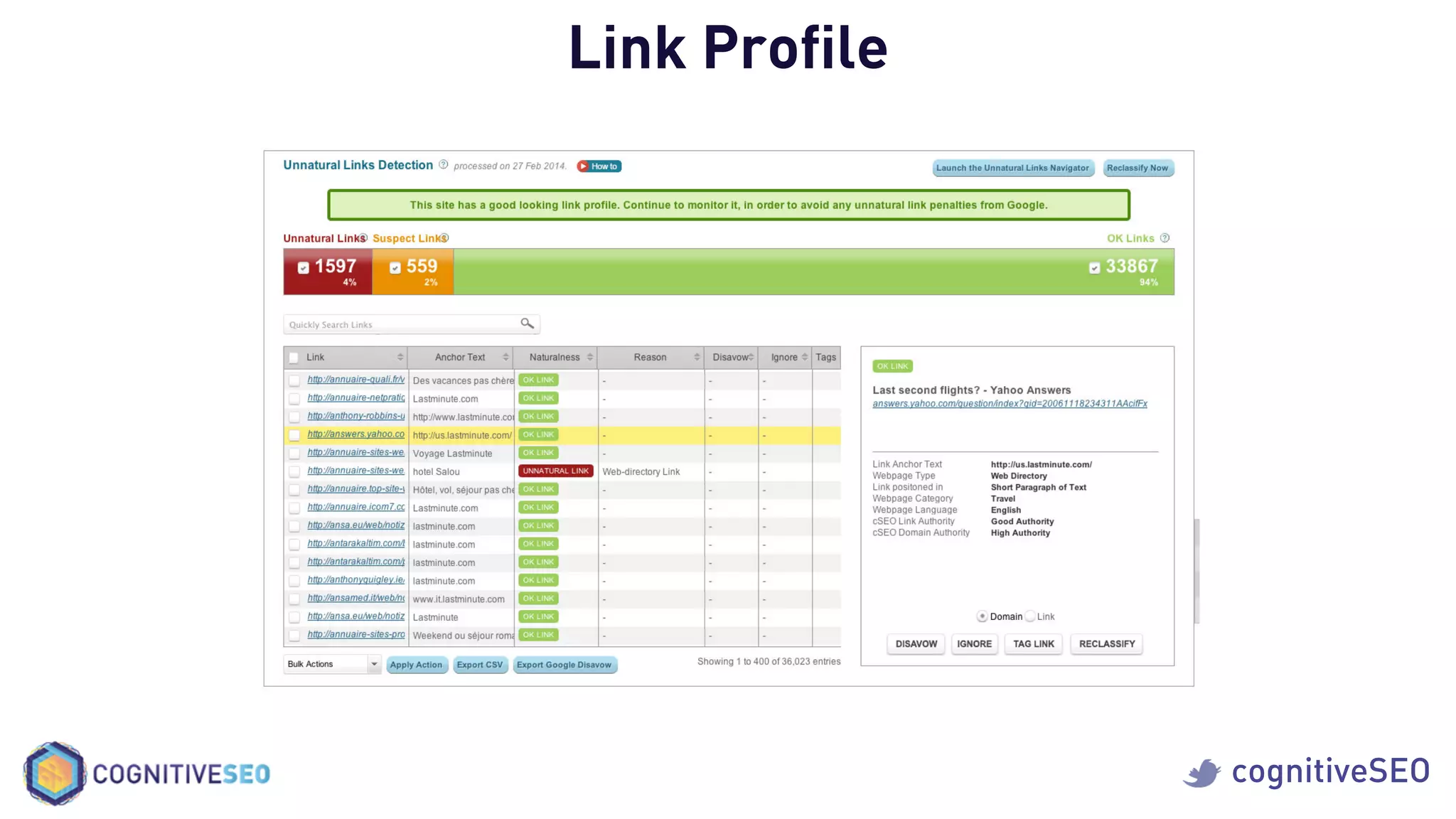 cognitiveSEO
Link Proﬁle
 
