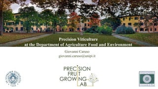 Giovanni Caruso
giovanni.caruso@unipi.it
Precision Viticulture
at the Department of Agriculture Food and Environment
 