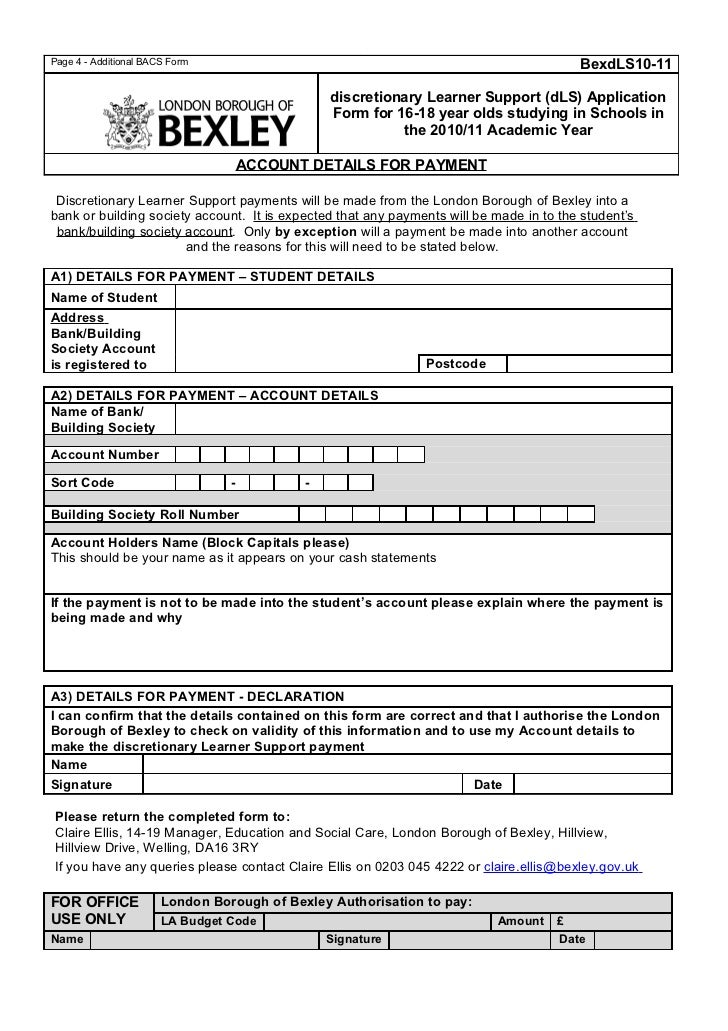 Bexley hardship fund application form