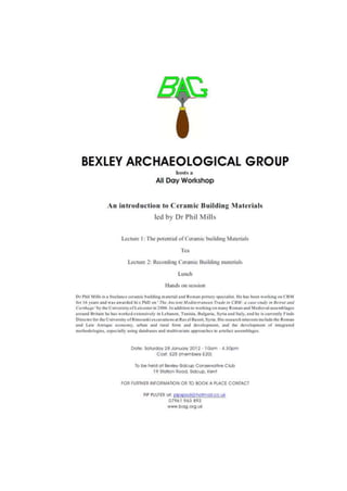 Bexley Archaeological Group: Ceramic Workshop