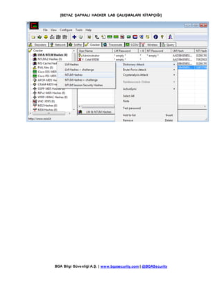 [BEYAZ ŞAPKALI HACKER LAB ÇALIŞMALARI KİTAPÇIĞI]
BGA Bilgi Güvenliği A.Ş. | www.bgasecurity.com | @BGASecurity
 