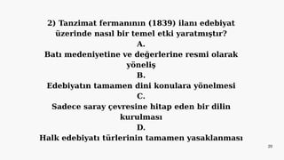 Tanzimat Dönemi Türk Edebiyatı: Dönemler, Yazarlar ve Eserler | PDF