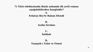 Tanzimat Dönemi Türk Edebiyatı: Dönemler, Yazarlar ve Eserler | PDF