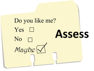 Assess
Do you like me?
Yes
No
Maybe
 
