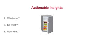 Actionable Insights
1. What now ?
2. So what ?
3. Now what ?
 