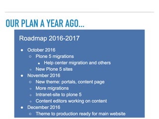 OUR PLAN A YEAR AGO...
 
