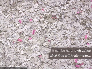 it can be hard to visualise
what this will truly mean...
http://www.ﬂickr.com/photos/mwichary/3189145257
 