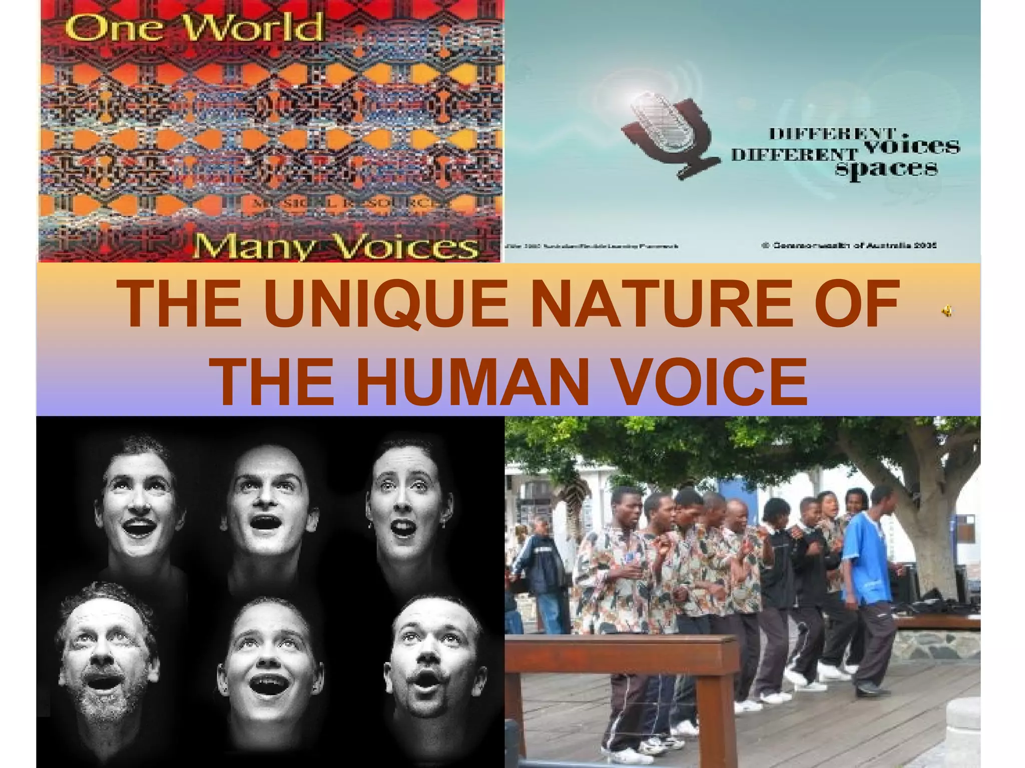 THE UNIQUE NATURE OF THE HUMAN VOICE 