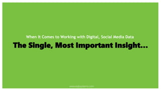 Key Insights:
63 | INSIGHTS
© josephgiitterphotography.com/
Vigilance is Key
www.eqbsystems.com
1. Have sufficient data to apply Six Sigma testing
2. Perform Quality Assurance weekly (minimum)
3. Pay attention to social network acquisition activity
4. Approach social media data as a snapshot in time
 