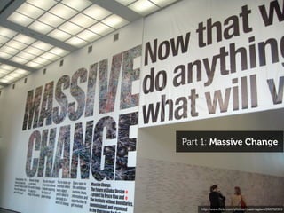 Part 1: Massive Change




    http://www.ﬂickr.com/photos/chadmagiera/265752353
 